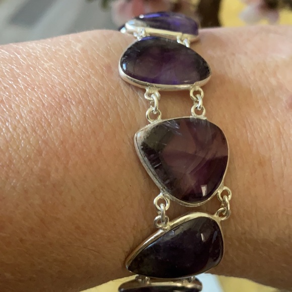 Vintage 925 natural amethyst bracelet - Picture 5 of 7